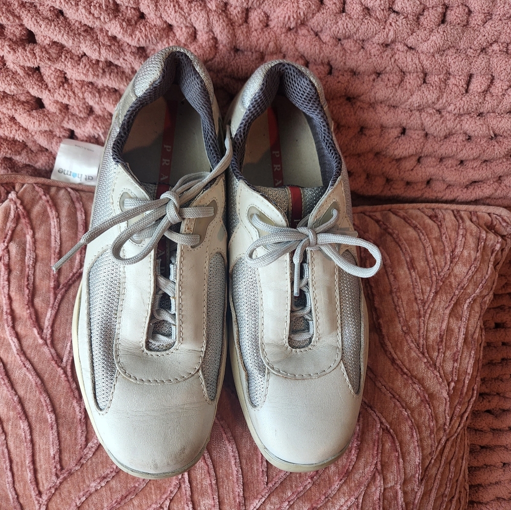 Prada Silver and Gray Men's Sneakers